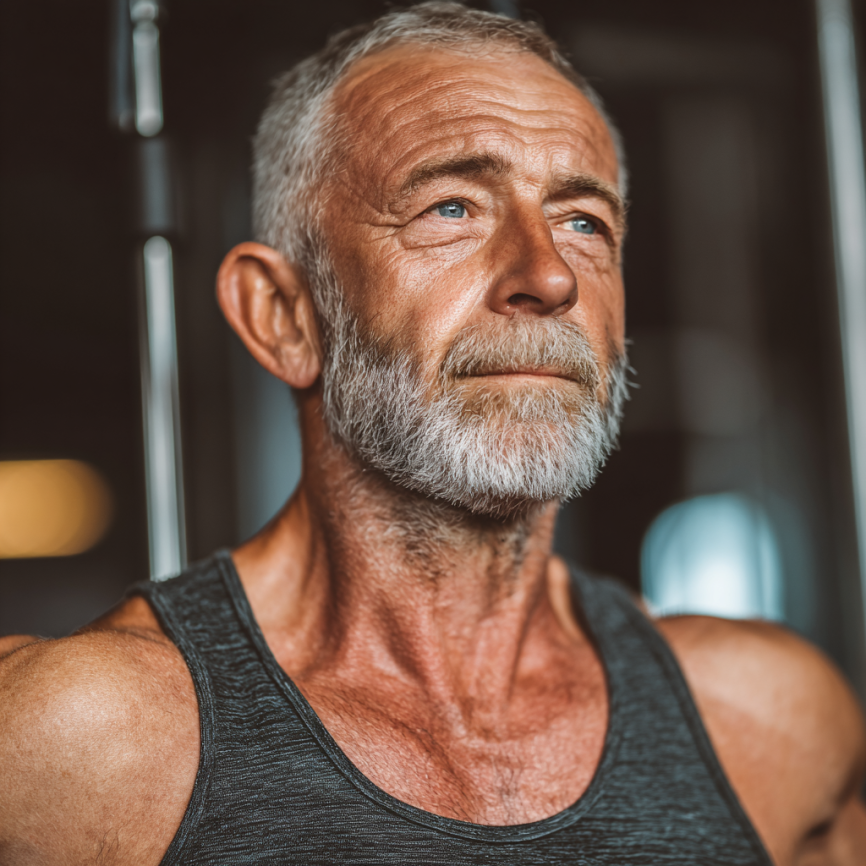 Літня жінка виконує йогу